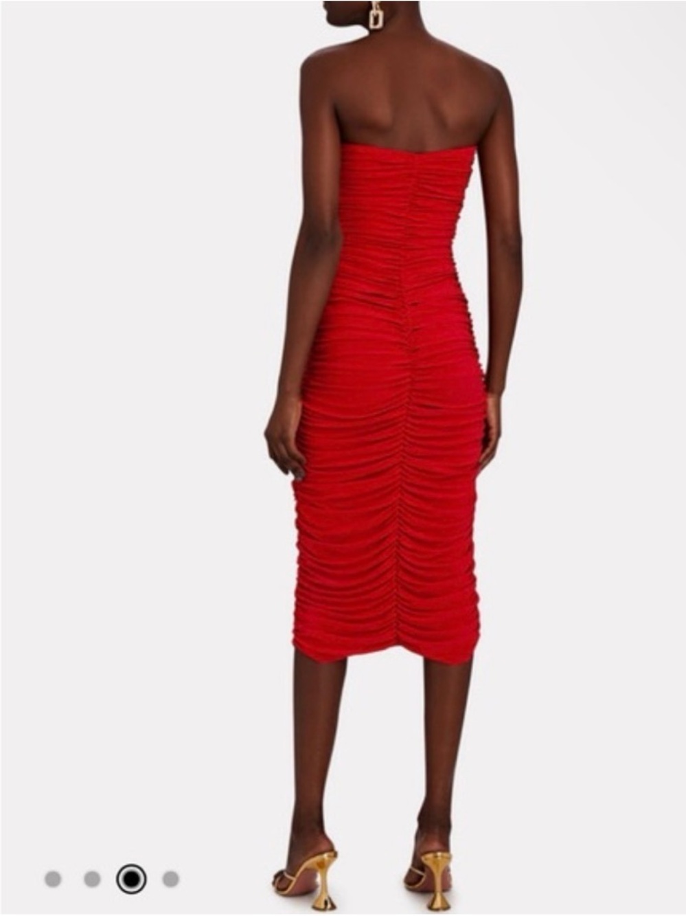 Norma Kamali Slinky ruched stretch-velvet midi dress in Tiger Red